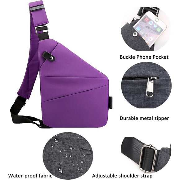 Anti Theft Travel Sling Bag for Women Men Nylon Compact Crossbody Purse - Picture 2 of 6